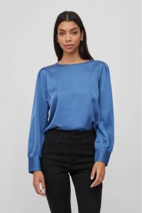 VILA geweven blouse VIELLETTE van gerecycled polyester blauw