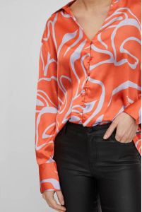 VILA geweven blouse VIJULIE met all over print oranje wit