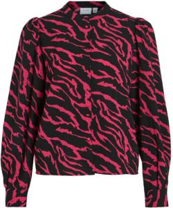 VILA geweven blouse VIMOLLY met zebraprint zwart rood