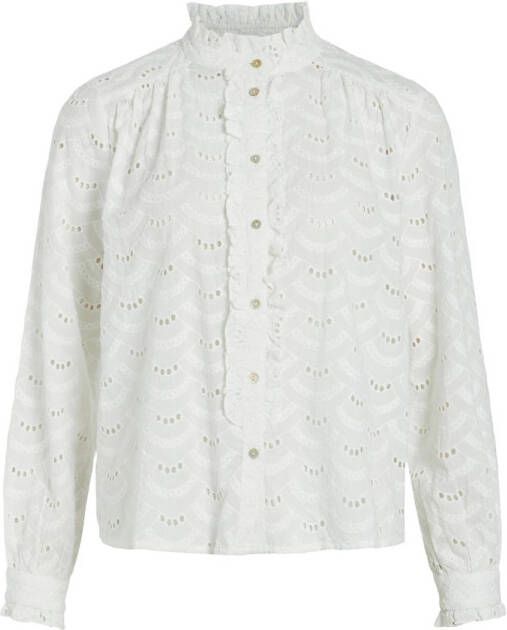 VILA geweven blouse VIRYDI met ruches wit