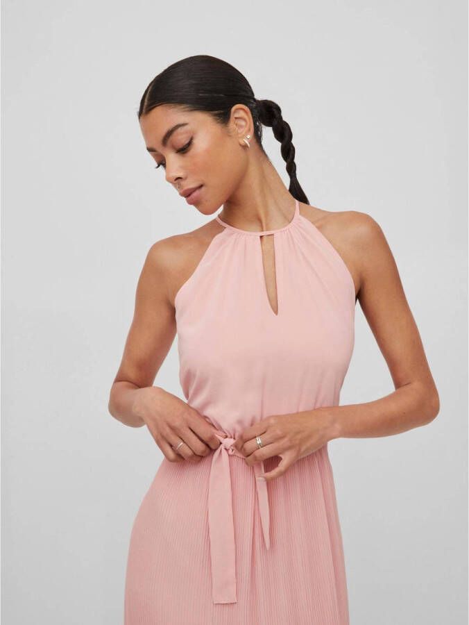 VILA halter maxi jurk VIJULIETTE met open detail roze