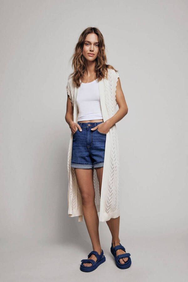 VILA high waist regular fit denim short VIJO medium blue