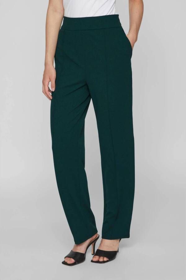 VILA high waist wide leg pantalon VICLUA van gerecycled polyester donkergroen