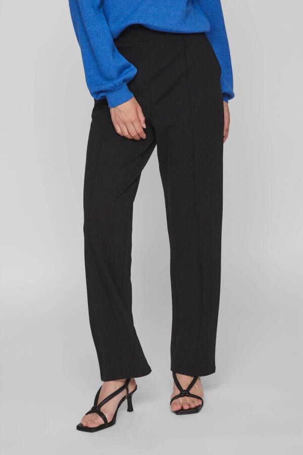 VILA high waist wide leg pantalon VICLUA van gerecycled polyester zwart
