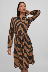 VILA jurk VIDOGMA met zebraprint en ceintuur bruin zwart