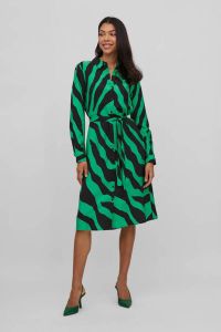 VILA jurk VIDOGMA met zebraprint en ceintuur groen zwart