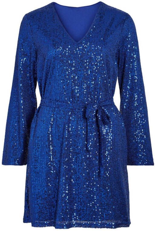 VILA jurk VIGLITAS met pailletten blauw