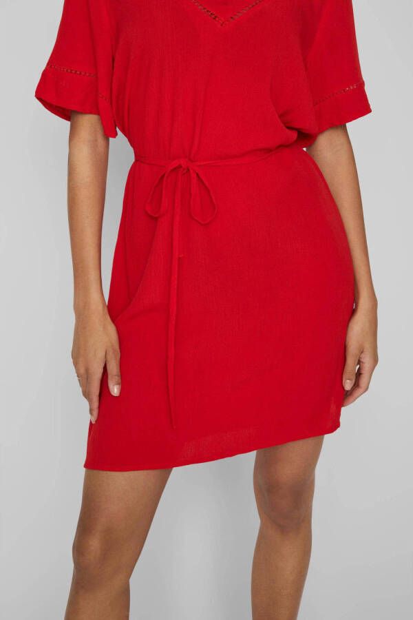 VILA jurk VIMESA met borduursels rood