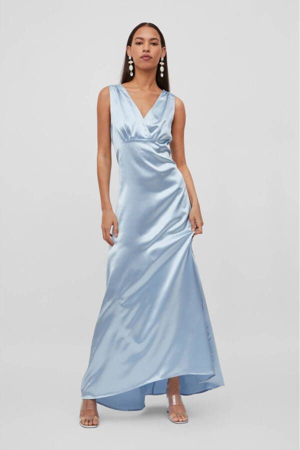 VILA maxi jurk VISITTAS met plooien lichtblauw