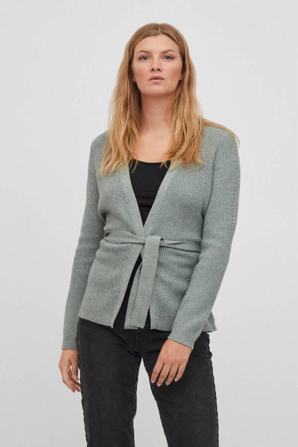 VILA ribgebreid vest VIRIL groen