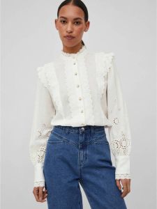 VILA Rouge by geweven blouse VIEVANGILINE met open detail wit