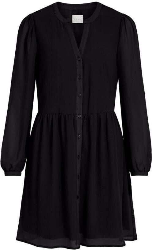 VILA semi-transparante A-lijn jurk VIAMIONE van gerecycled polyester zwart