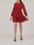 VILA semi-transparante jurk VIKATRINE met all over print en volant rood - Thumbnail 1