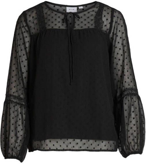 VILA semi-transparante top VIEDEE van polyester zwart