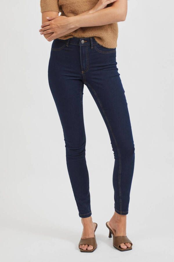 VILA mid waist skinny jeans VIJEGGY dark blue denim
