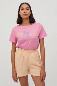 VILA T-shirt VIPRINTY met tekst roze