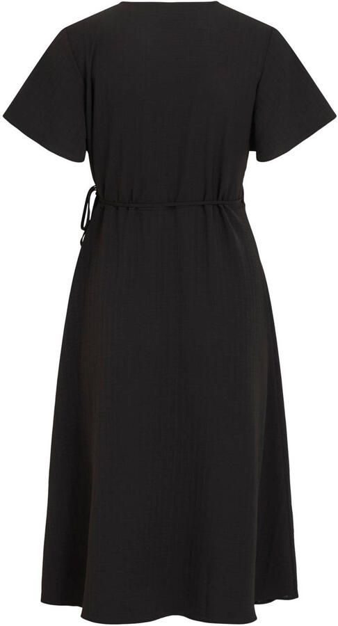 VILA wikkeljurk VILOVIE van gerecycled polyester zwart