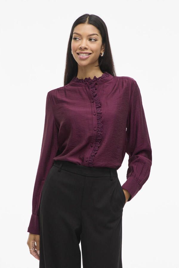 VILA blouse donkerpaars - Foto 3