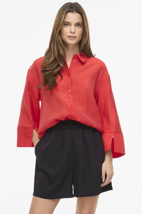 VILA blouse koraalrood
