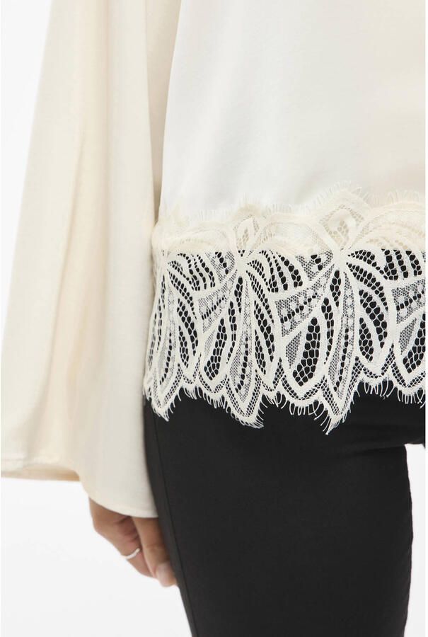VILA blouse met kant ecru - Foto 3