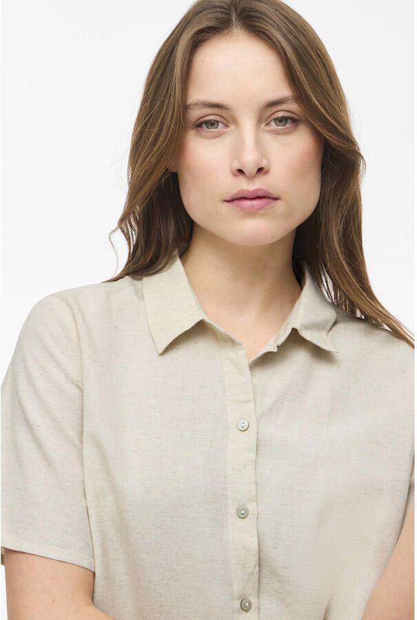 VILA blouse met linnen zand - Foto 2
