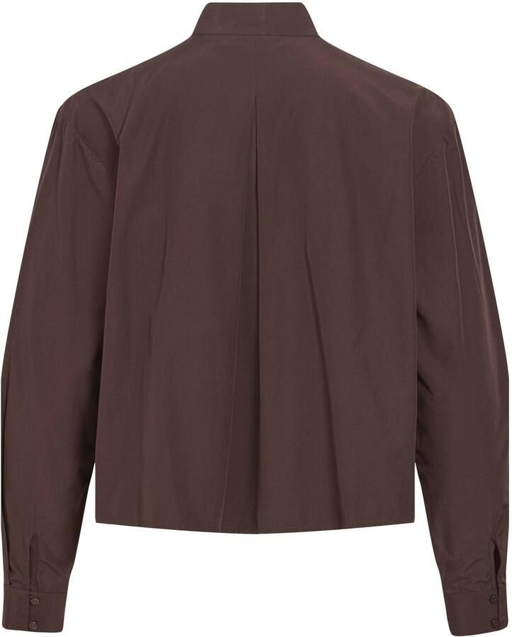 VILA blouse met plooien donkerbruin