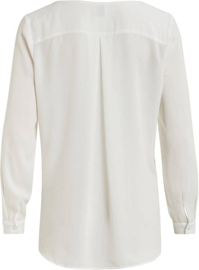 Vila Witte Shirt Chinese Kraag Lange Mouw White Dames