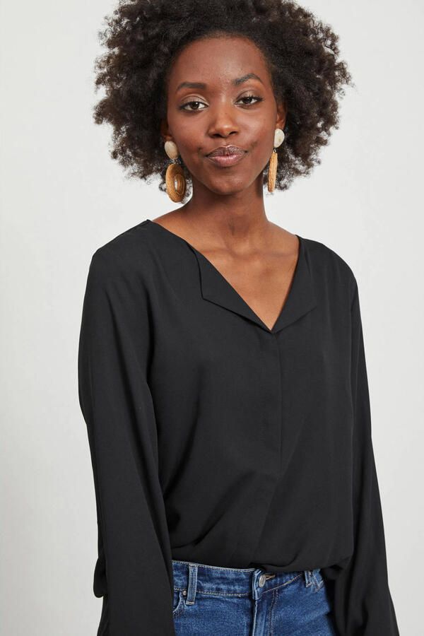 Vila zwarte semi transparante relaxed fit blouse polyester - Foto 2