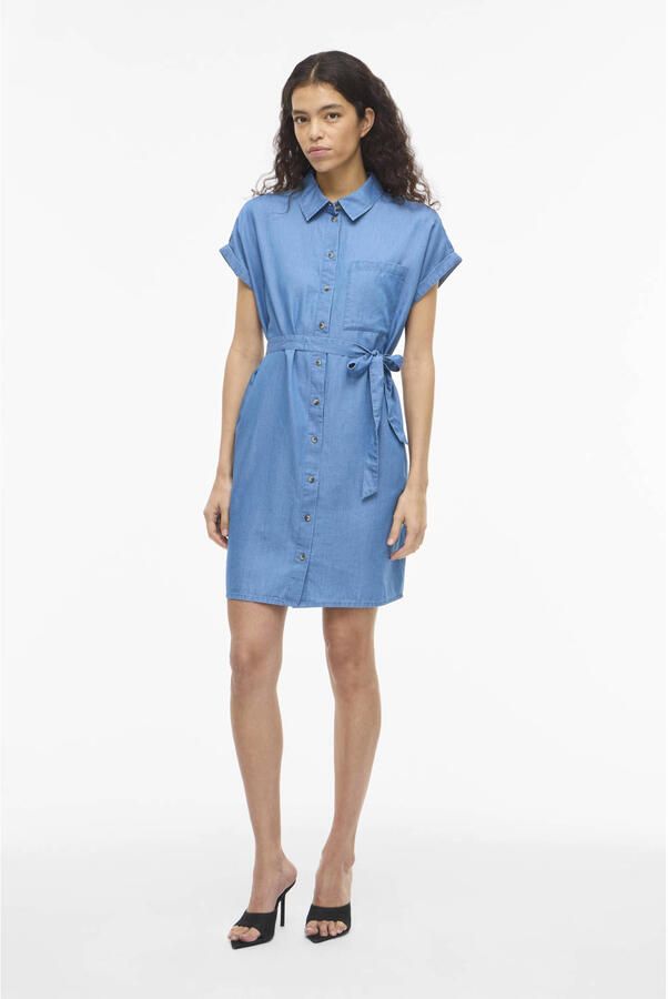 VILA blousejurk medium blue denim - Foto 3