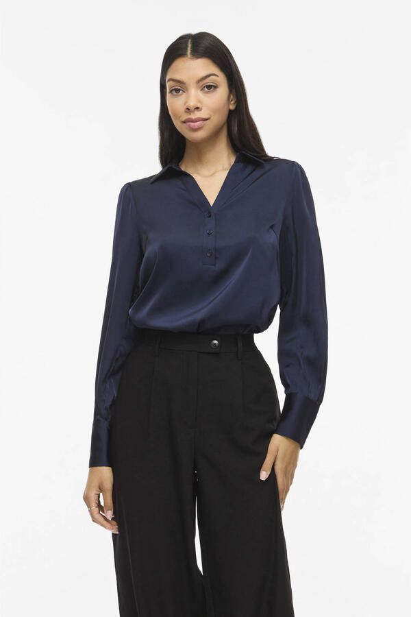 VILA blousetop marineblauw