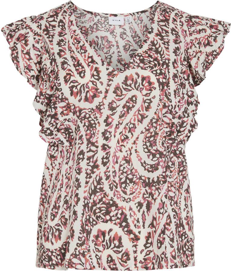 VILA blousetop met paisley print bruin
