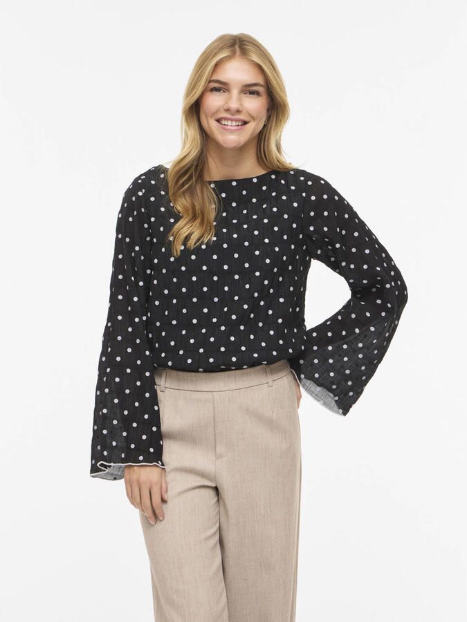 VILA blousetop met stippen zwart