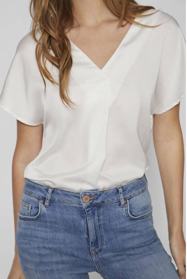 Vila Shirt met V-hals VIELLETTE V-NECK S S SATIN TOP NOOS - Foto 2