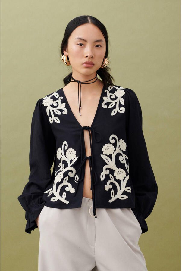 Vila Regular fit blouse met vetersluiting model 'POLENE' - Foto 2