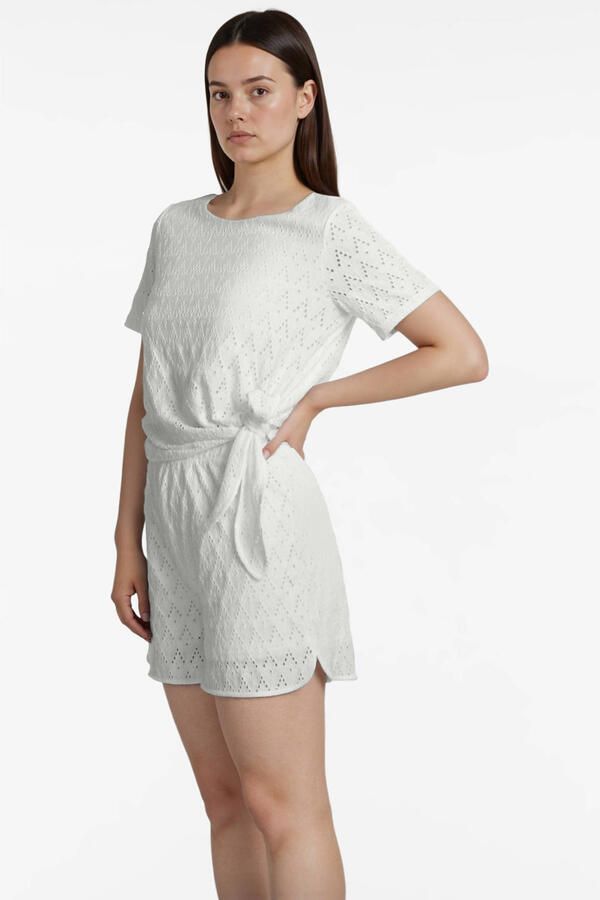 VILA casual short ecru broderie
