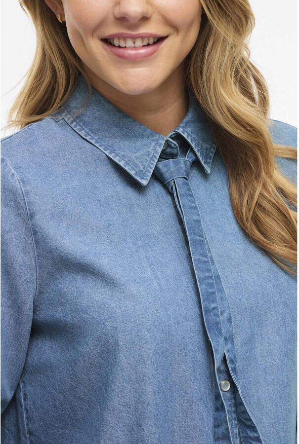 VILA denim blouse blauw - Foto 3