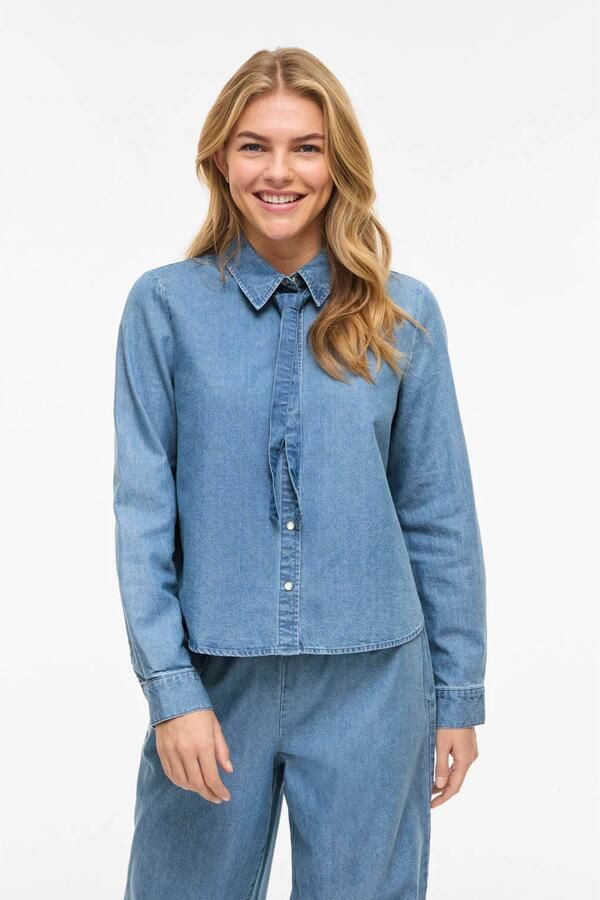 VILA denim blouse blauw - Foto 3