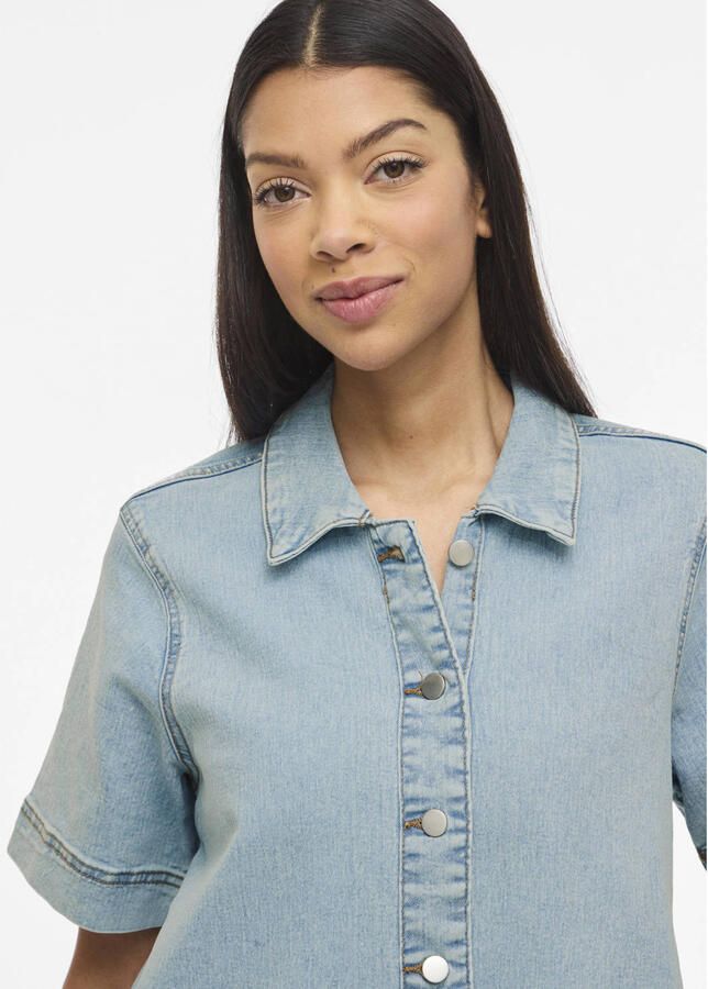 VILA denim blousejurk light blue denim