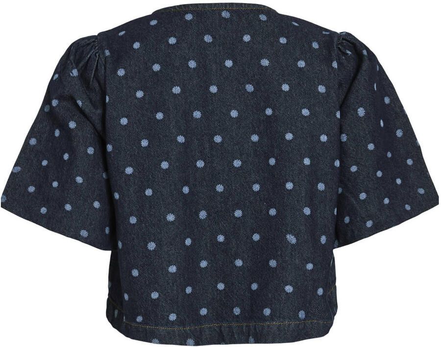 VILA denim gebloemde blouse dark blue denim - Foto 2