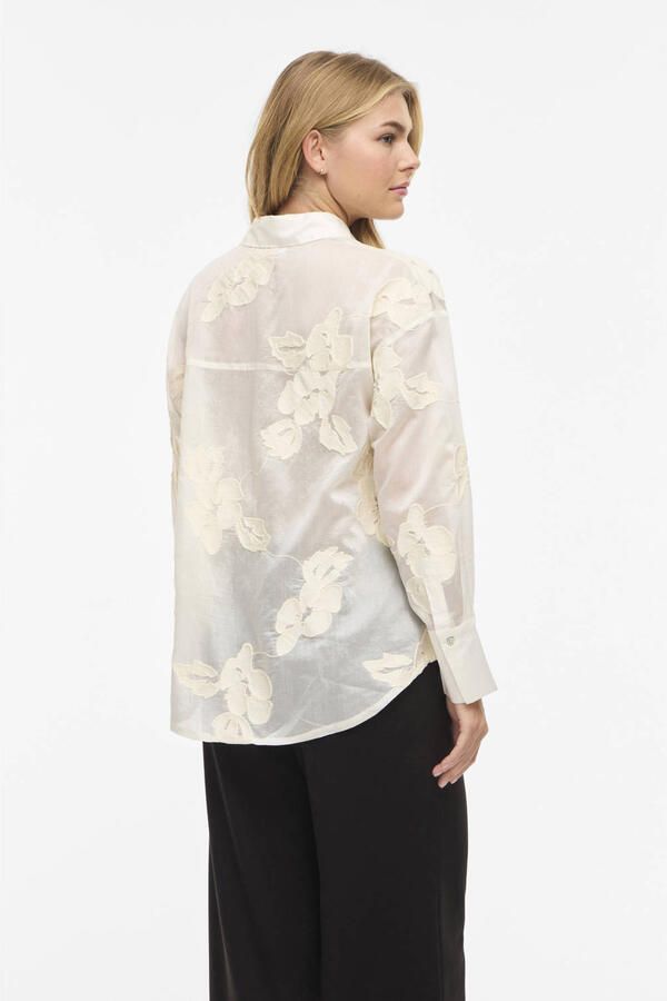 VILA gebloemde blouse ecru - Foto 3