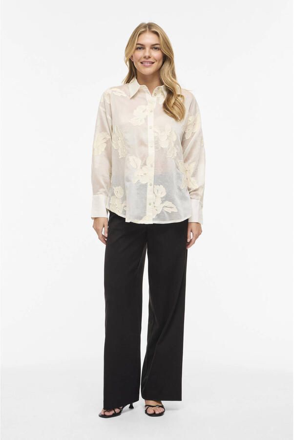 VILA gebloemde blouse ecru - Foto 2