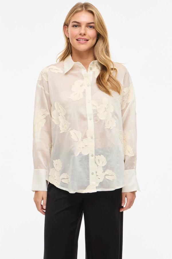 VILA gebloemde blouse ecru