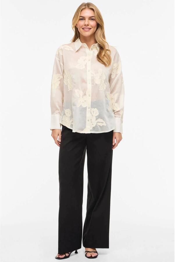 VILA gebloemde blouse ecru - Foto 3