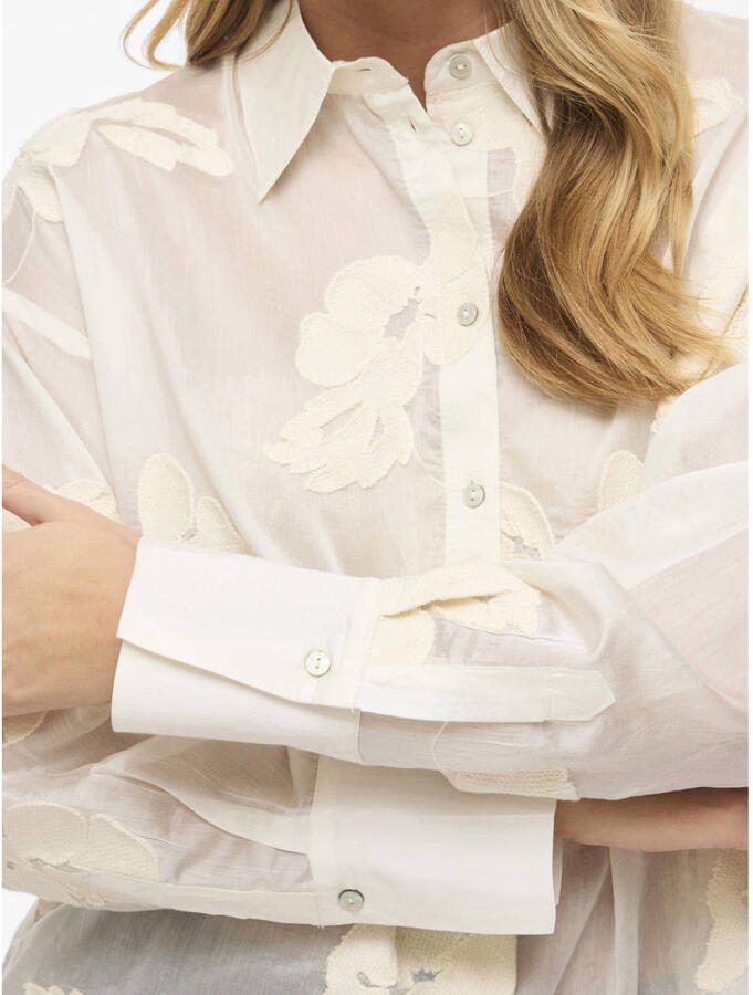 VILA gebloemde blouse ecru - Foto 2