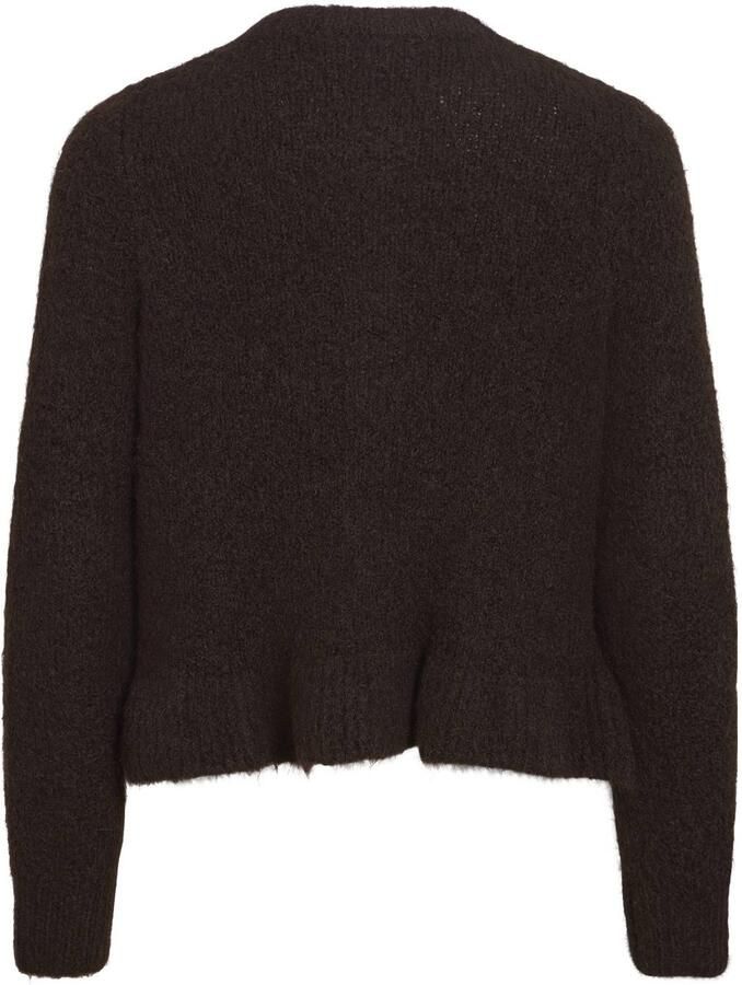 VILA gebreid gemêleerd vest met peplum donkerbruin - Foto 2