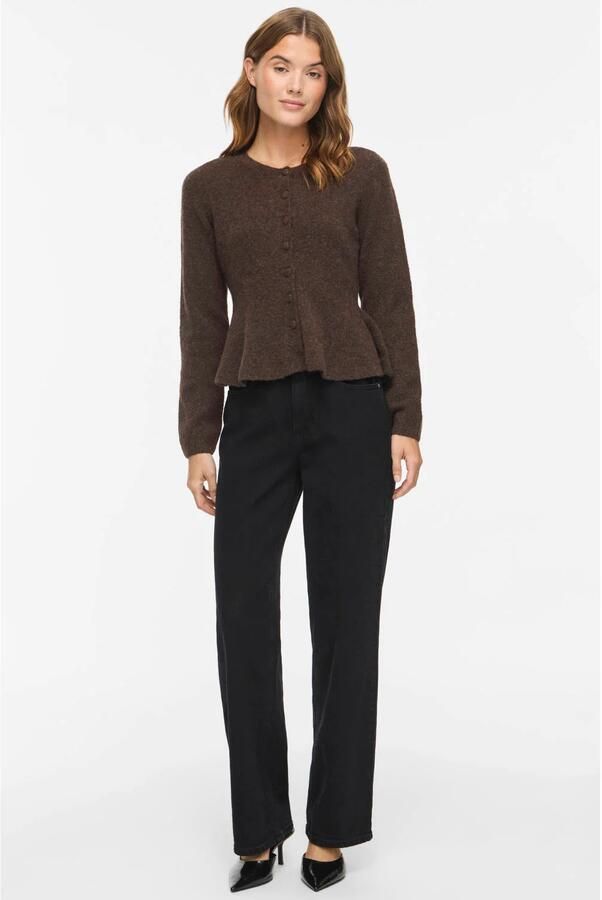 VILA gebreid vest met peplum donkerbruin - Foto 2