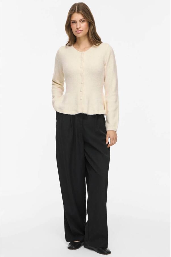 VILA gebreid vest met peplum en wol ecru