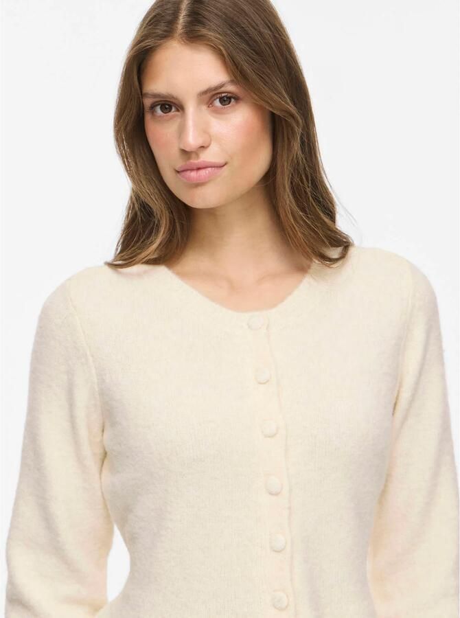 VILA gebreid vest met peplum en wol ecru - Foto 2