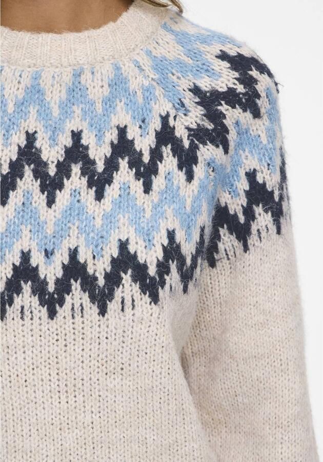 VILA gebreide jacquard trui ecru lichtblauw - Foto 2