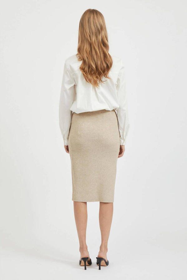 VILA gebreide midi rok VIRIL beige - Foto 2